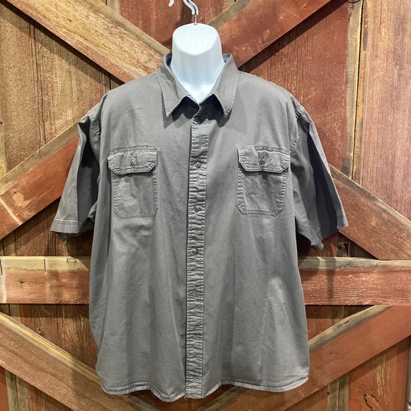 Wrangler Men’s Comfort Flex Shirt Short Sleeve Button Down Size 3XL 3TG Gray